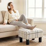 Chic Linen Fabric Foot Stool Ottoman Cube With Legs | Multi Colour