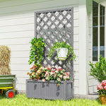 Outsunny Wood Planter With Trellis For Climbing Plants, Grey