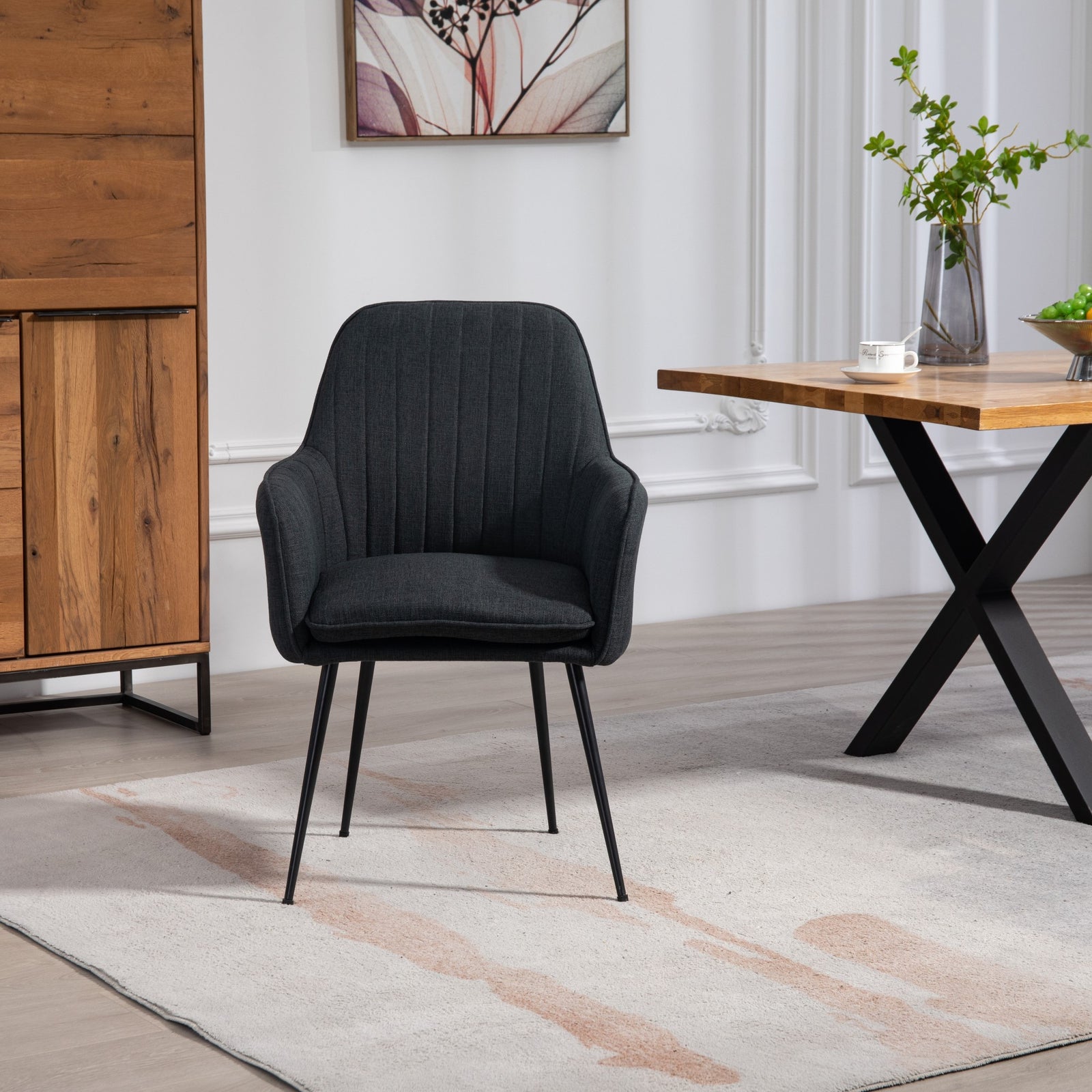 Set Of 2 Carrara Fabric Dining Chairs | Black
