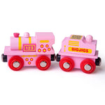 Pink 123 Wooden Train Engine and Carriage