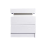 2 Drawer Bedside Table White High Gloss Rgb Led Nightstand Cabinet | White