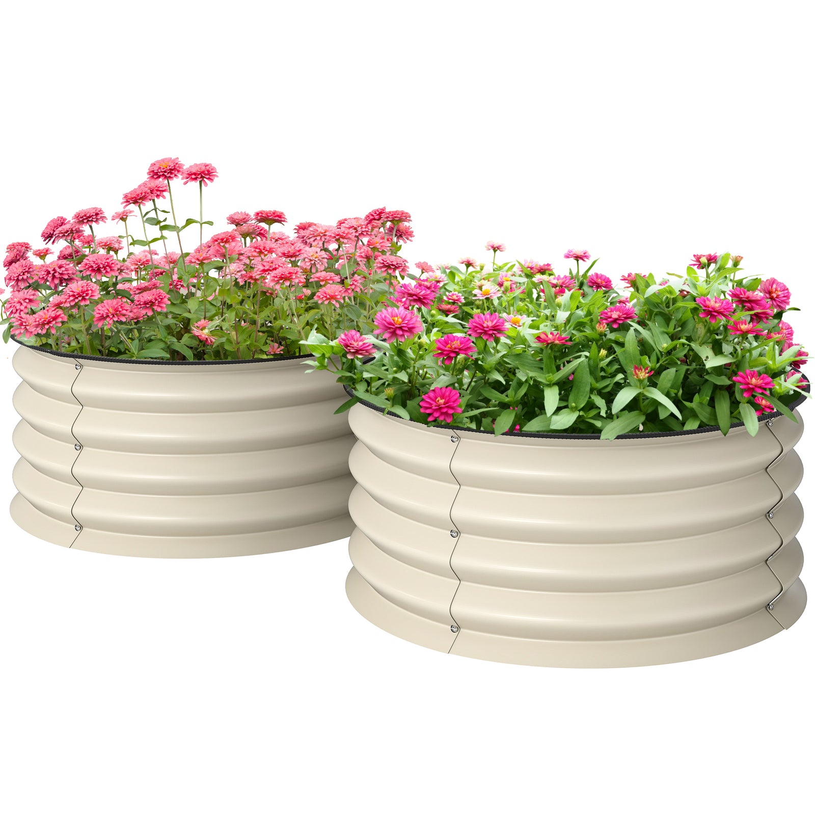Set Of 2 Raised Garden Bed With Safety Edging | Cream