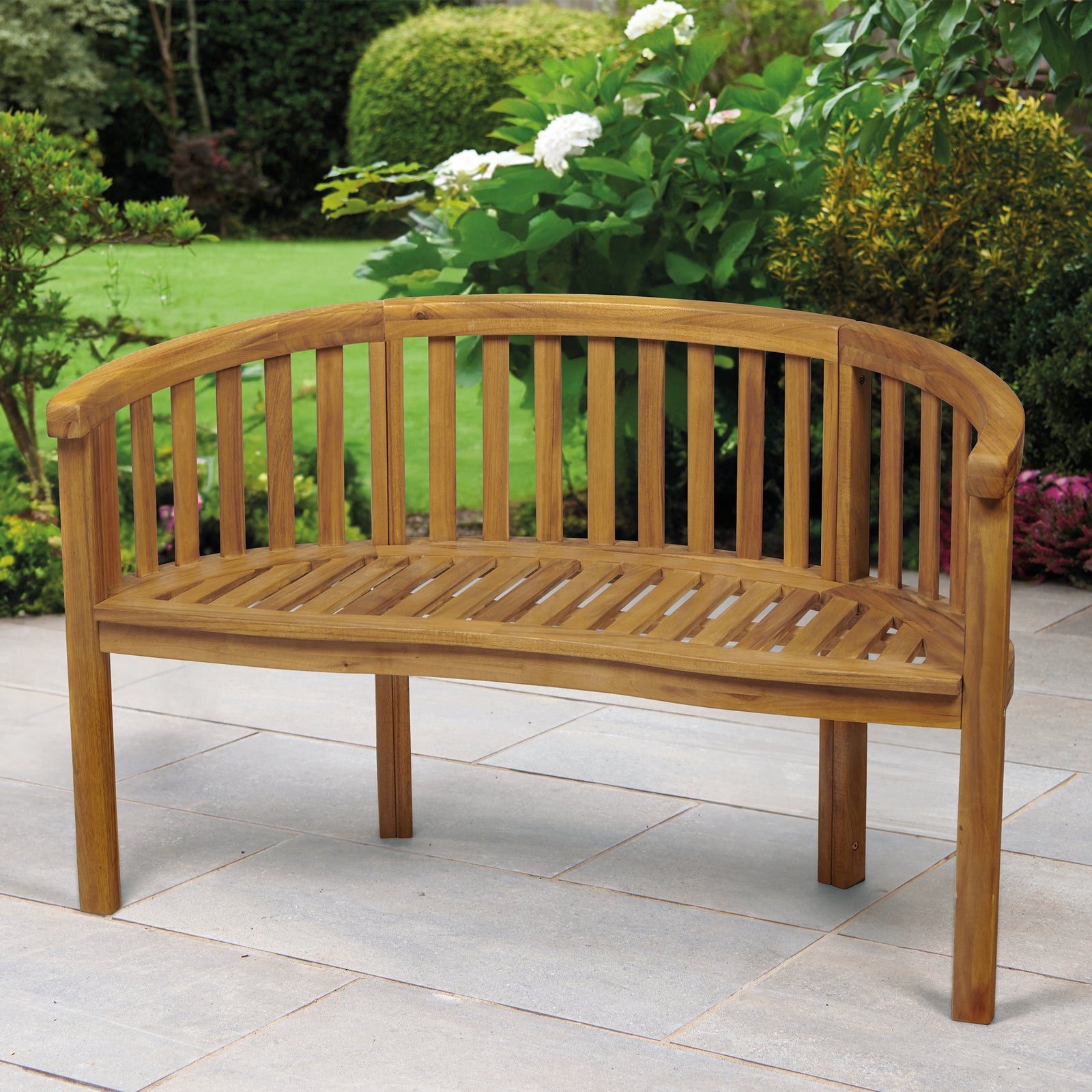 Acacia Wooden Banana Garden Bench | Natural