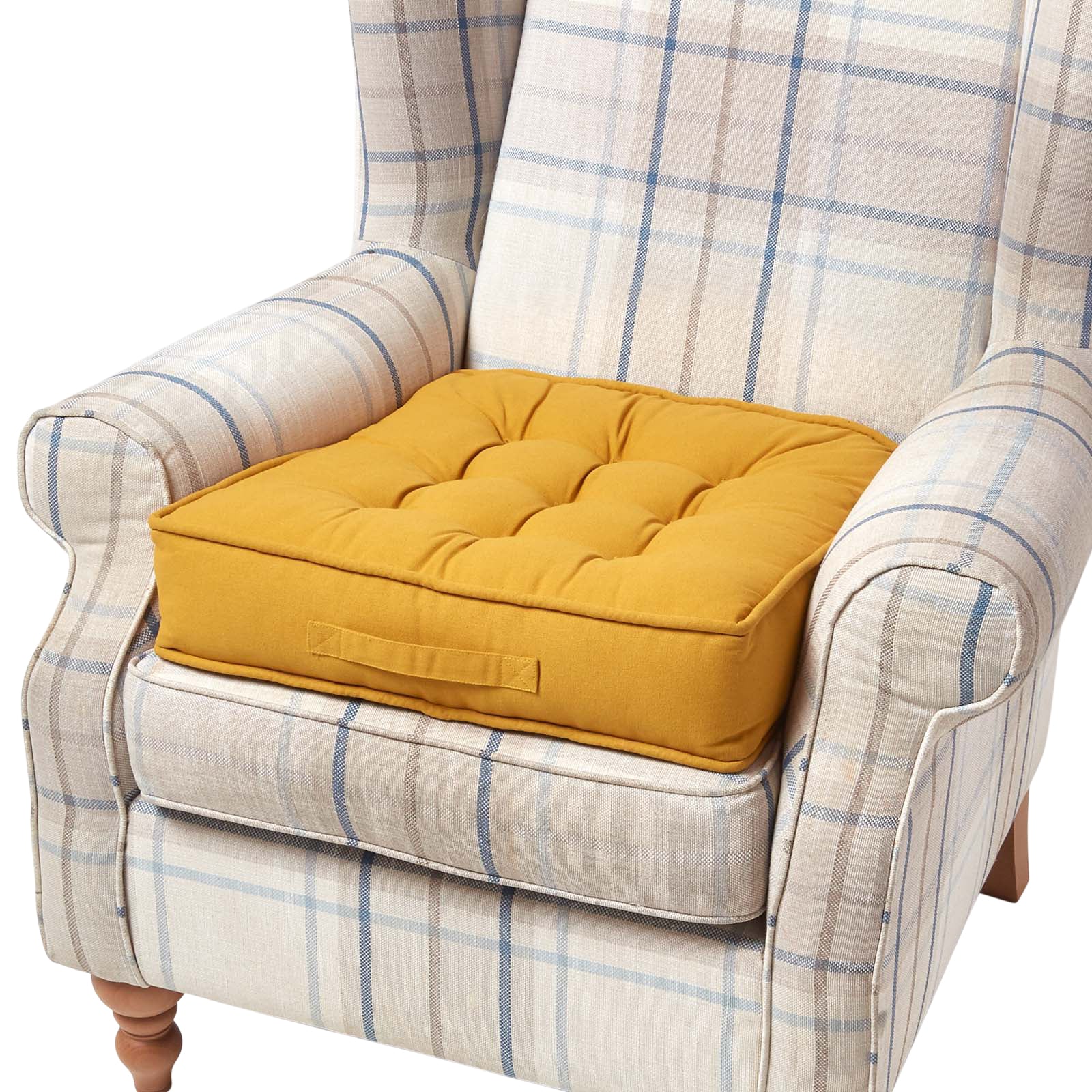 Cotton Armchair Booster Cushion | 50cm x 50cm | Mustard