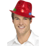 Light Up Sequin Trilby Hat, Red