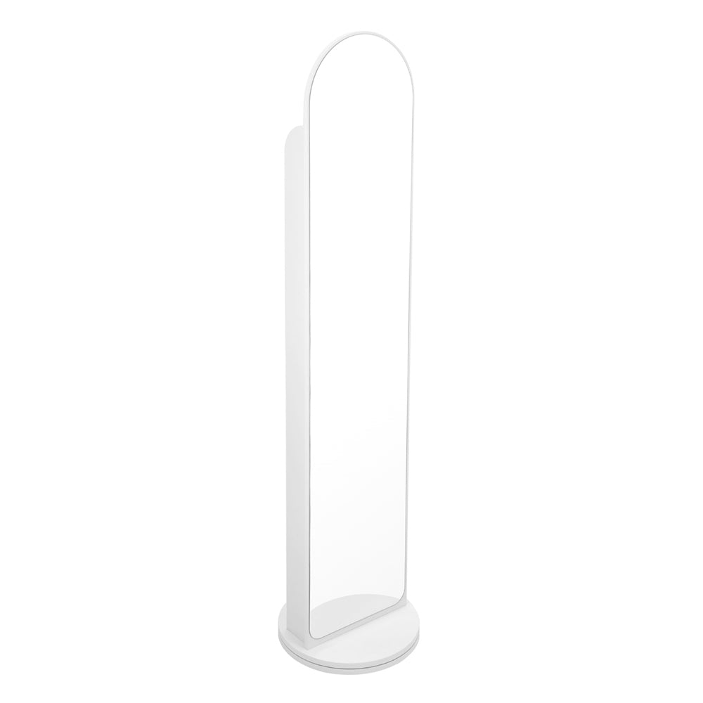 Rotating Full-length Mirror With Magazine Rack,standing Arched Mirror | White