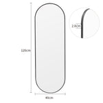 40x120cm Modern Oval Metal Full Length Wall Mirror | Black