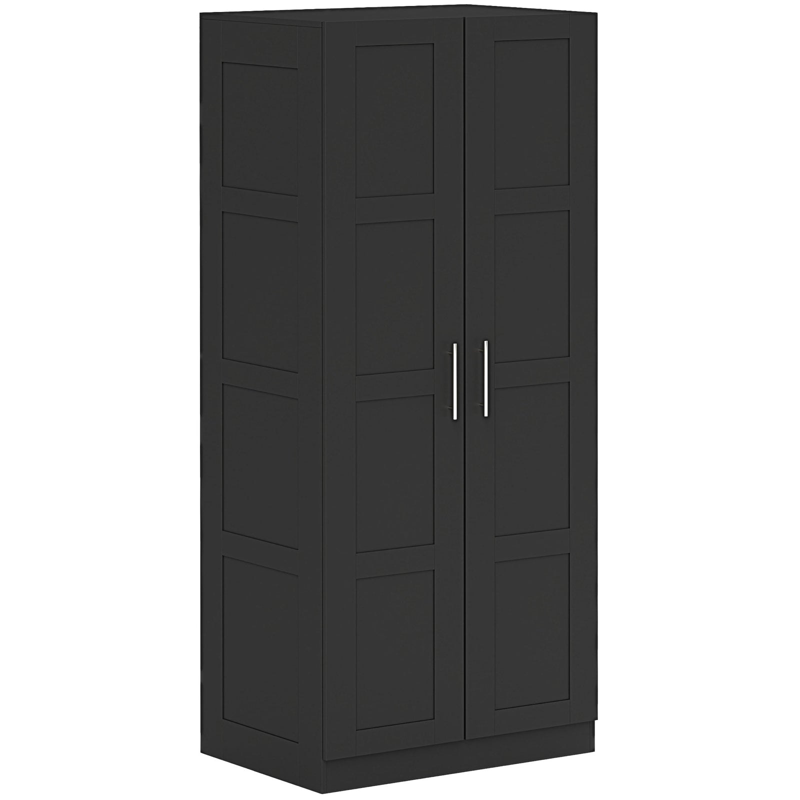 Wardrobe For Bedroom, Double Wardrobe With Hanging Rail | One Size | Black