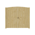 Heavy-duty Solid Spruce Wood Arched Double Door Gate With Clear Varnish Finish, Weather-resistant,hardware Kit Included – Pedestrian & Garden Use | Large