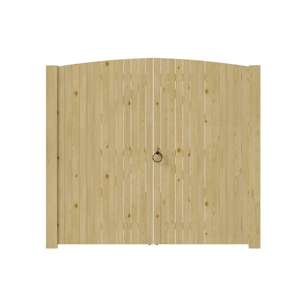 Heavy-duty Solid Spruce Wood Arched Double Door Gate With Clear Varnish Finish, Weather-resistant,hardware Kit Included – Pedestrian & Garden Use | Large
