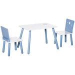 3 Pcs Kids Table & Chairs Dining Set Wood Legs Safe Corners Stars Seating
