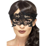 Embroidered Lace Filigree Heart Eyemask, Black