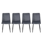 Breeins Set Of 4 Velvet Upholstered Diamond-quilted Dining Chair