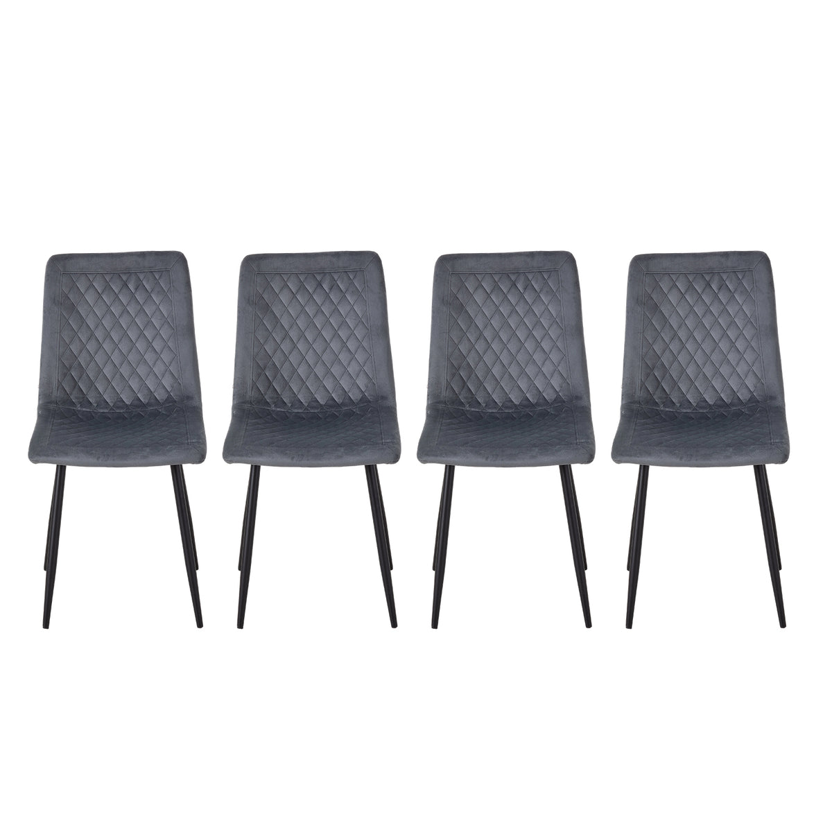 Breeins Set Of 4 Velvet Upholstered Diamond-quilted Dining Chair