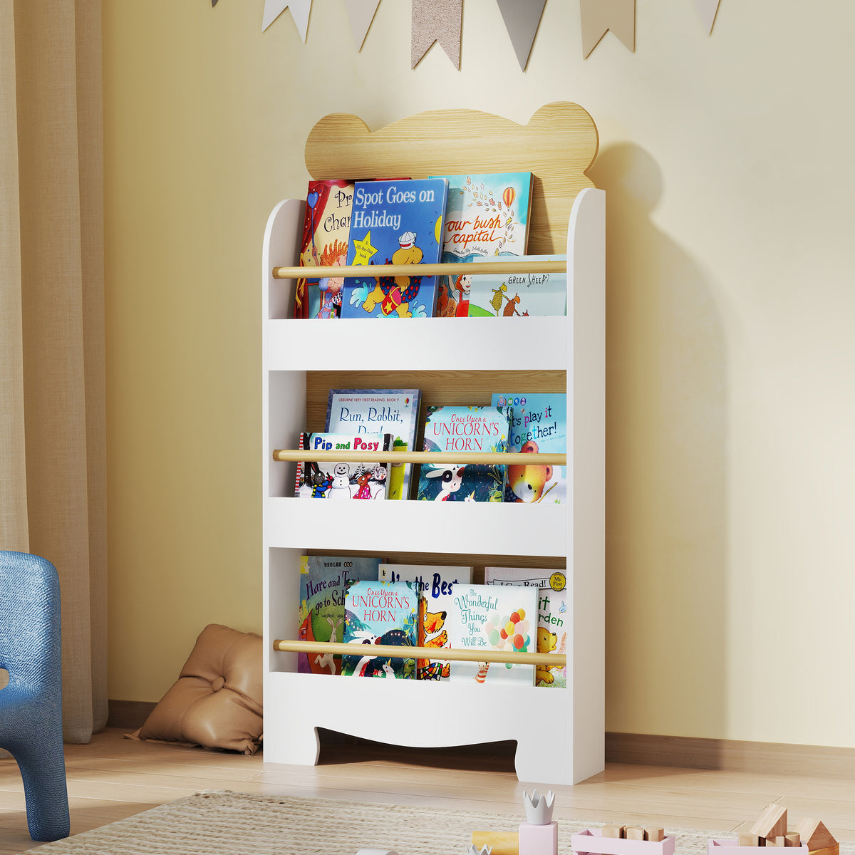 AIYAPLAY 3 Tier Kids Bookshelf Bear Theme Children Bookcase