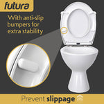 Toilet Seat Soft Close Oval Shape, Premium Thermoplastic, Quick Release, Top & Bottom Fixings | White