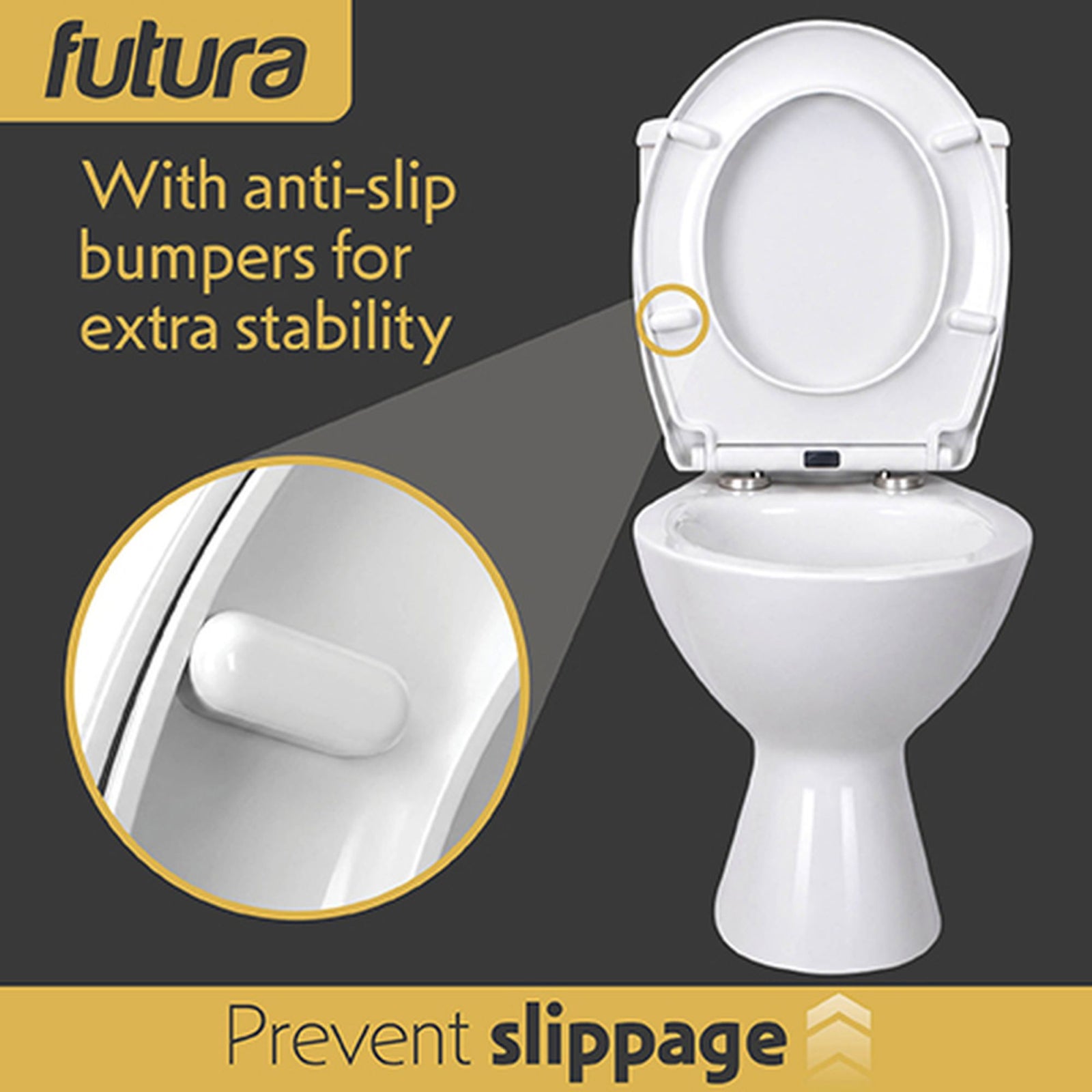 Toilet Seat Soft Close Oval Shape, Premium Thermoplastic, Quick Release, Top & Bottom Fixings | White
