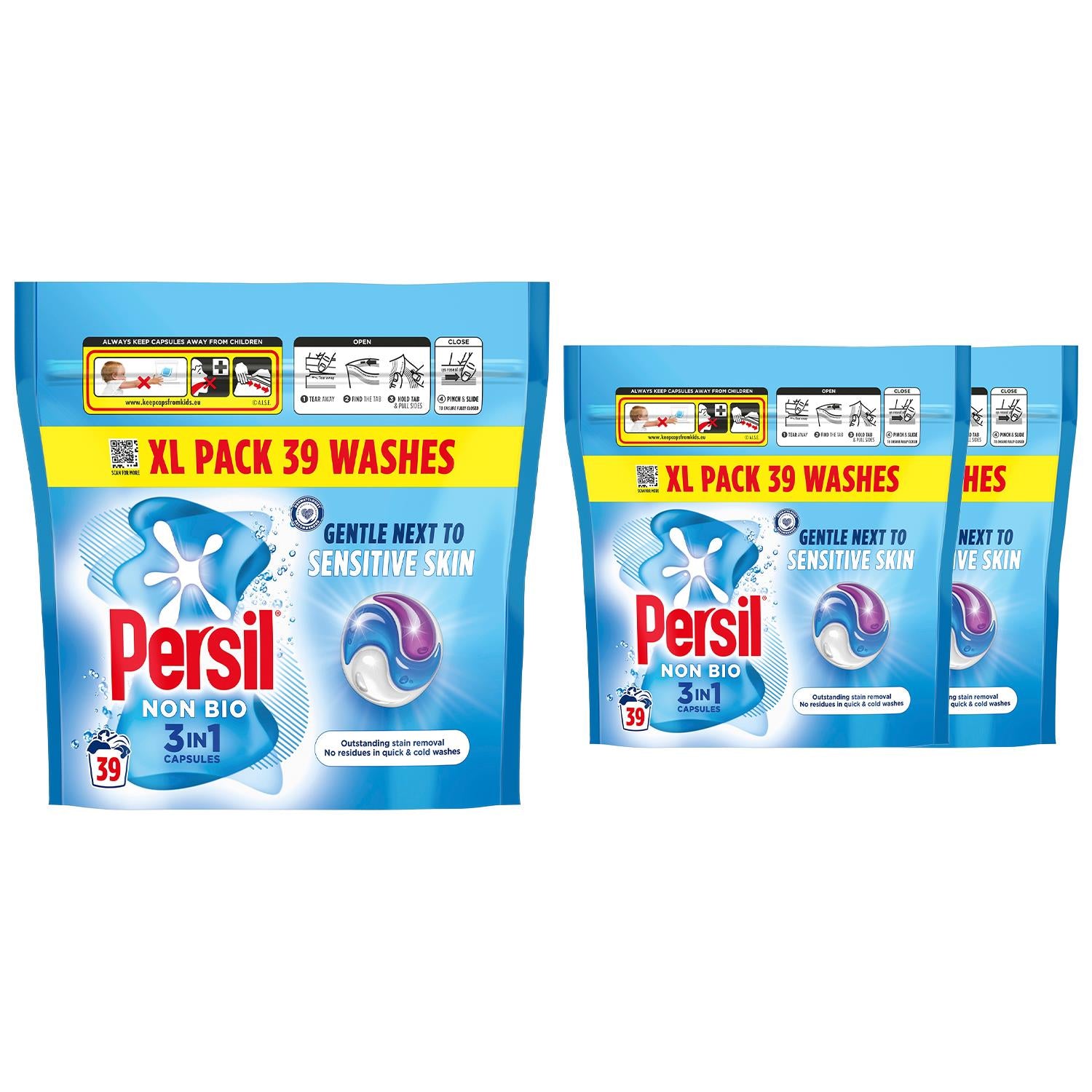 Xl 3 In 1 Non Bio Washing Capsules Gentle Next To Sensitive Skin 39w, 3pk