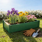 Metal Raised Garden Bed Planter Box – Galvanised Steel Rectangular Outdoor Planter | Dark Green