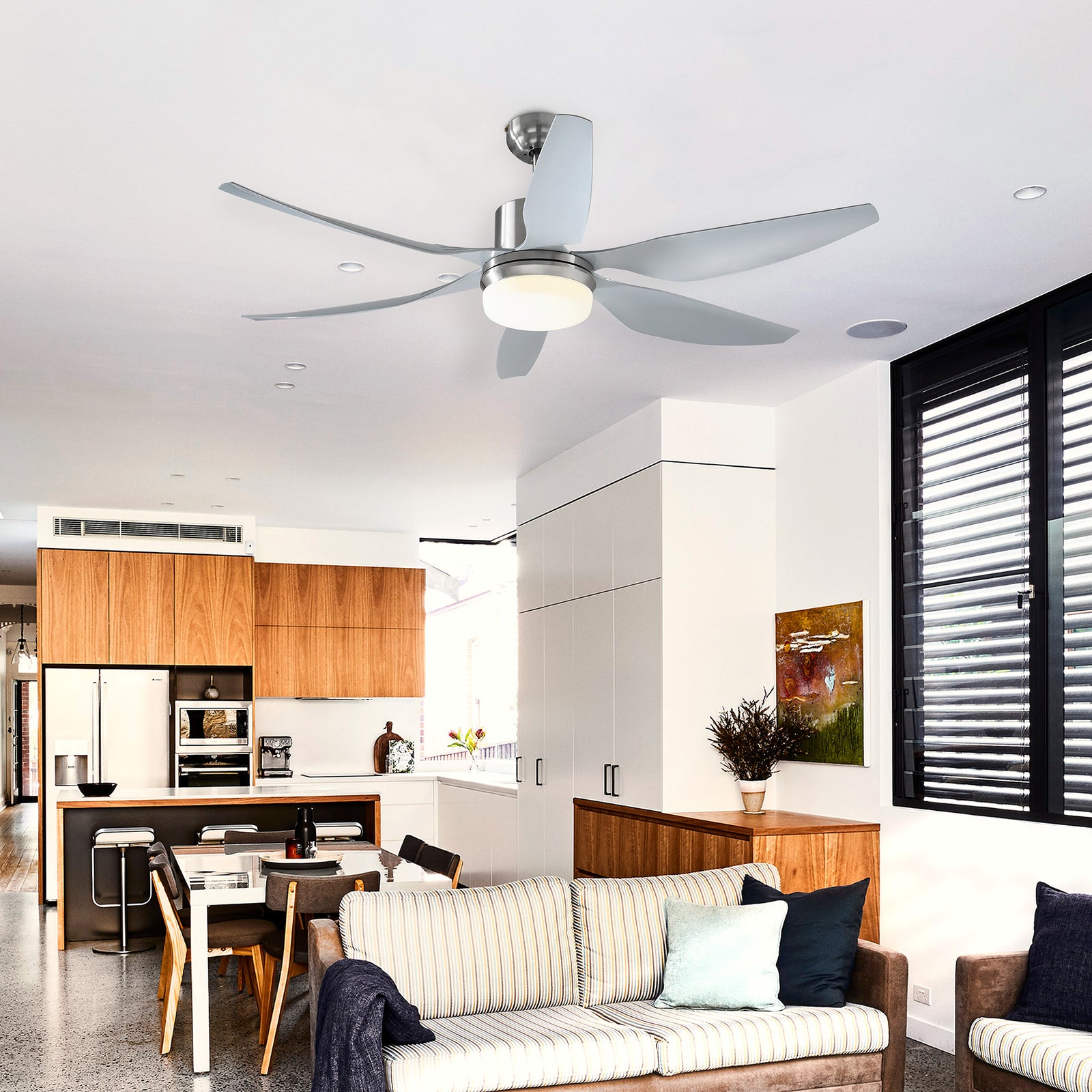 Reversible Ceiling Fan W/ Light, 6 Blades Indoor Led Fan