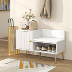 Upholstered Entryway Shoe Bench Storage Cabinet Open Shelf | One Size | White
