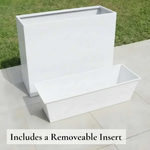Long Zinc Galvanised Tall Trough Planter | 100cm x 35cm x 80cm | White