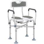 Padded Bath Chair With Slotted Seat And Adjustable Height | One Size | Grey