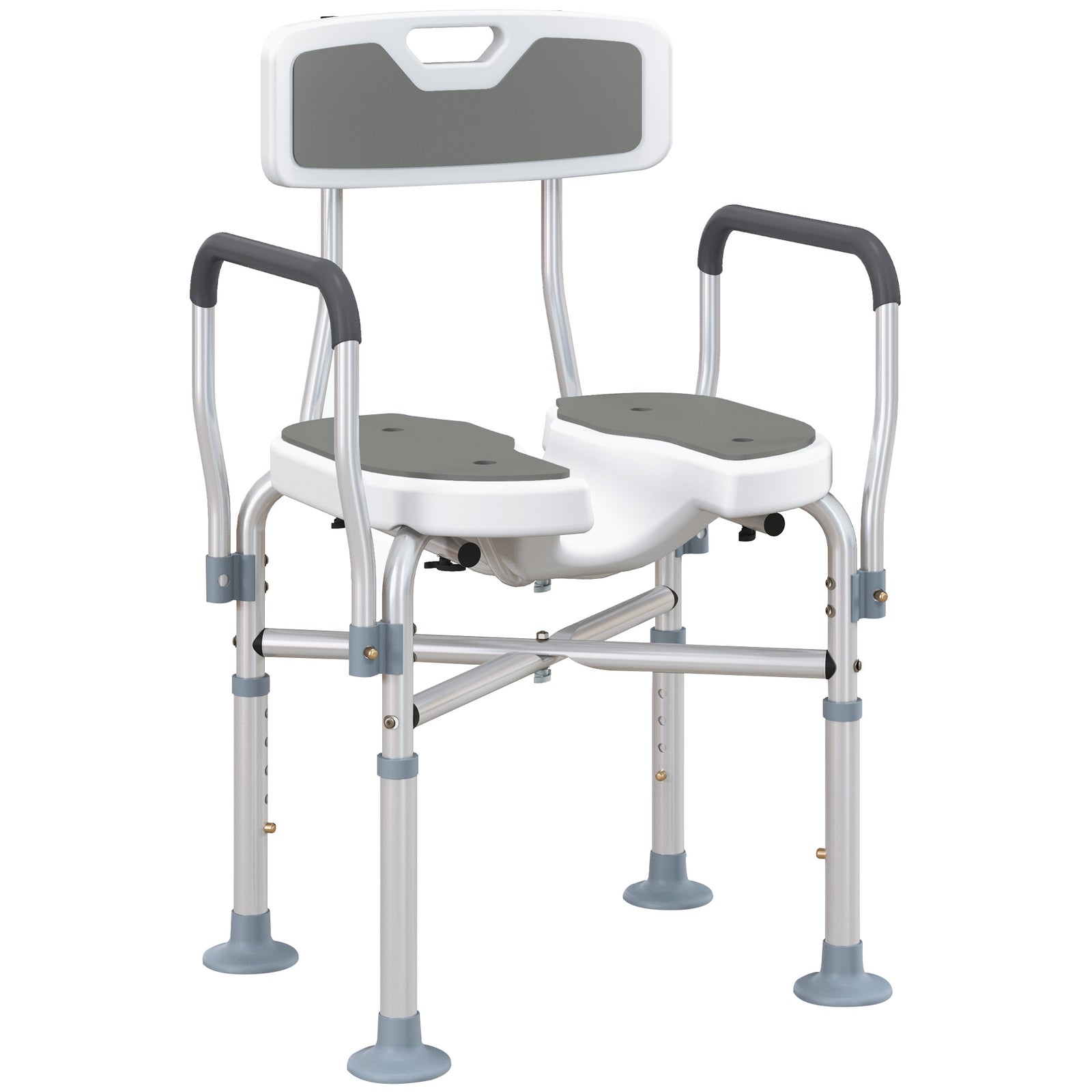 Padded Bath Chair With Slotted Seat And Adjustable Height | One Size | Grey