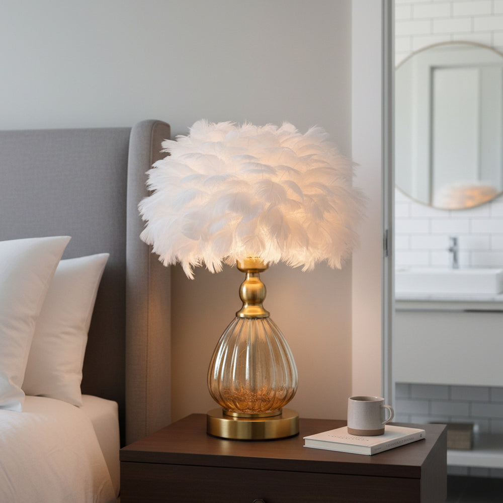 Breeins Glass & Iron Table Lamp With 12w Bulb