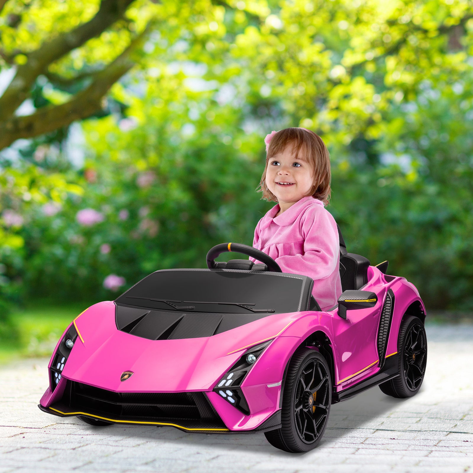 12v Lamborghini Autentica Licensed Kids Electric Car W/ Remote Control | Pink