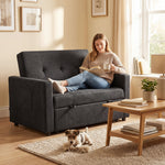 HOMCOM 2 Seater Sofa Bed Convertible Bed Settee With Pillows, Black