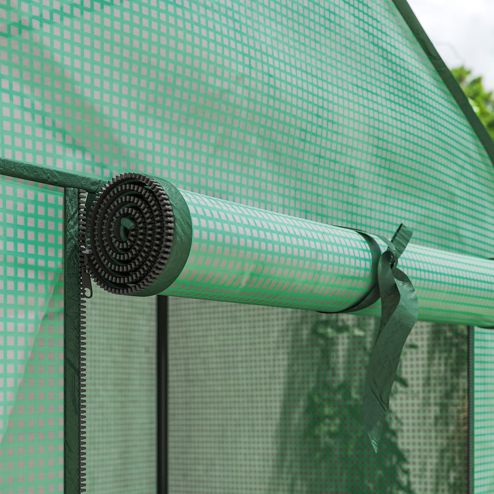 Outsunny Portable Mini Greenhouse With Roll-up Door And Wire Shelves, Green