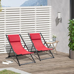Set Of 2 Folding Garden Beach Aluminium Frame Deck Chairs | White