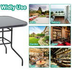5 Pieces Garden Dining Set Outdoor Tempered Glass Garden Table With Rattan Chairs