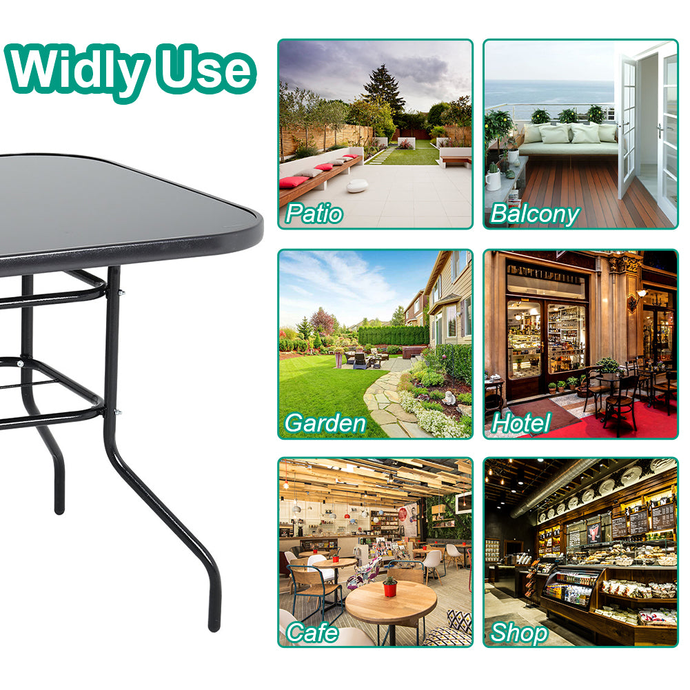 5 Pieces Garden Dining Set Outdoor Tempered Glass Garden Table With Rattan Chairs