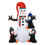 6ft Inflatable Three Cute Penguins Building Snowman Christmas