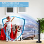 Smart Bladeless 46" Tower Fan 3 Speeds - Remote & Oscillation Feature | Black