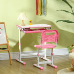 Kids Desk And Chair Set W/ Drawer, Pen Slot Hook | Pink