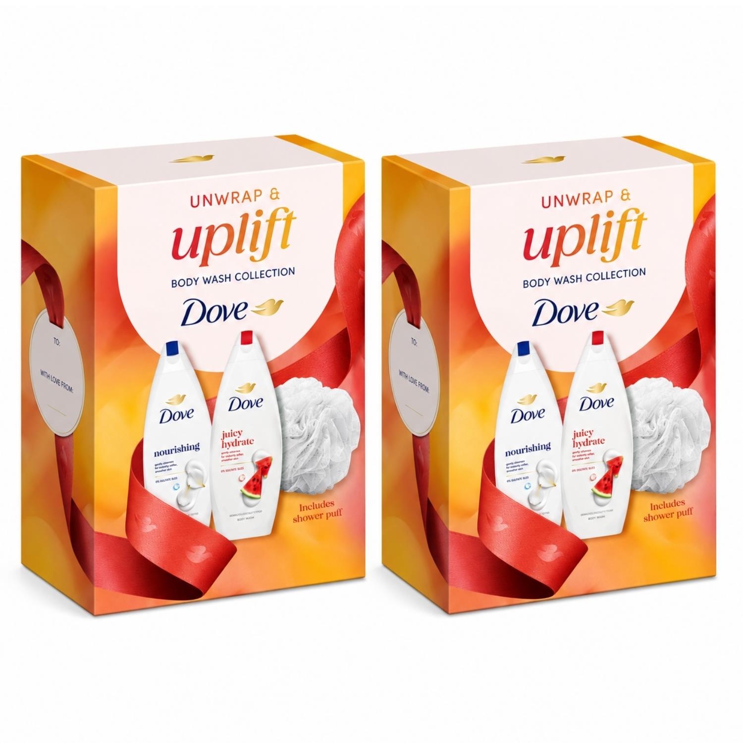 Unwrap And Uplift Body Wash Collection For Her With Luxury Puff | Set of 2