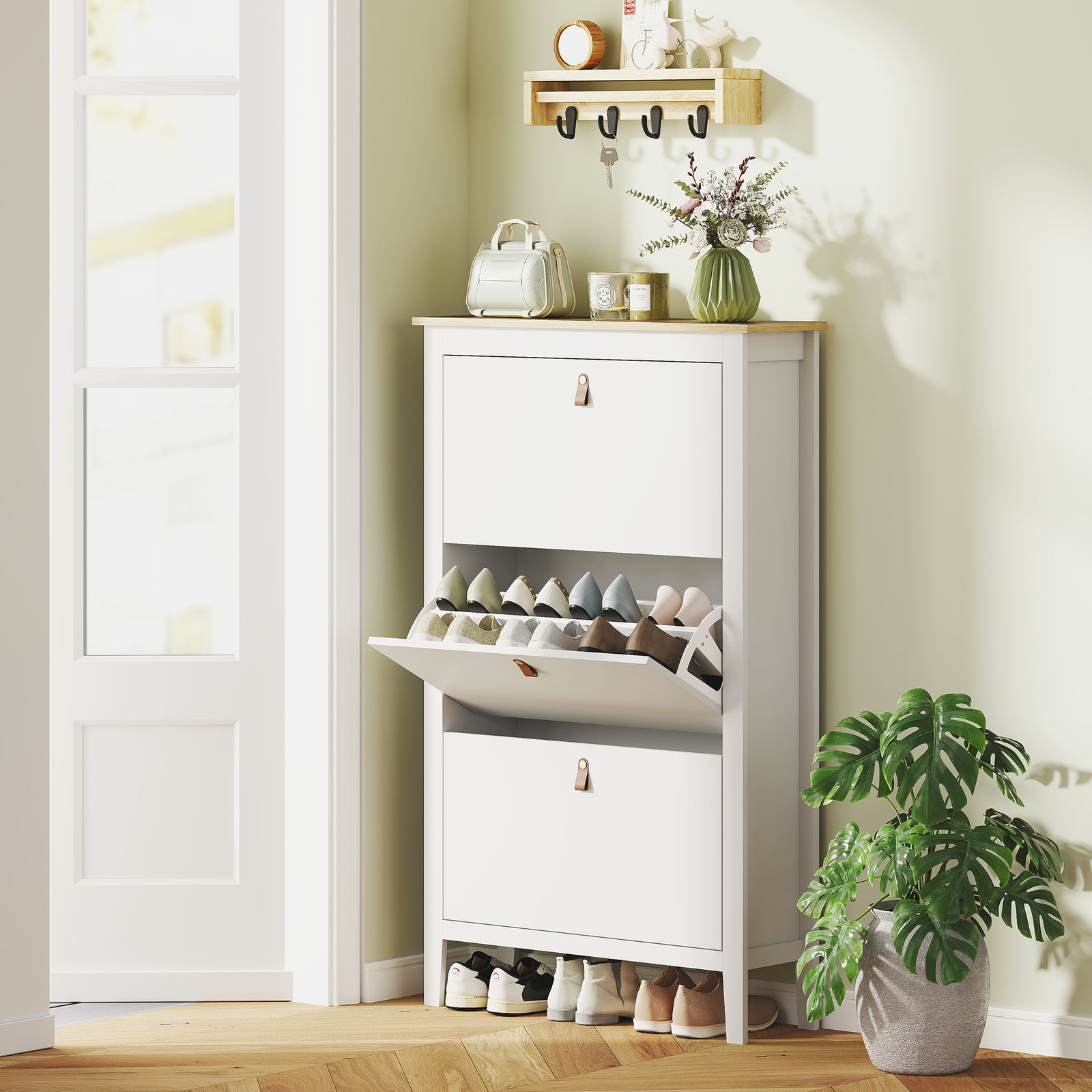 3 Drawer Shoe Cabinet For Hallway | White