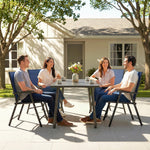 Folding Garden Chairs Set With High Back, Armrests | Set of 4 | Blue