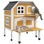 Outdoor Cat House Cat Shelter W/ Openable Asphalt Roof, Escape Doors