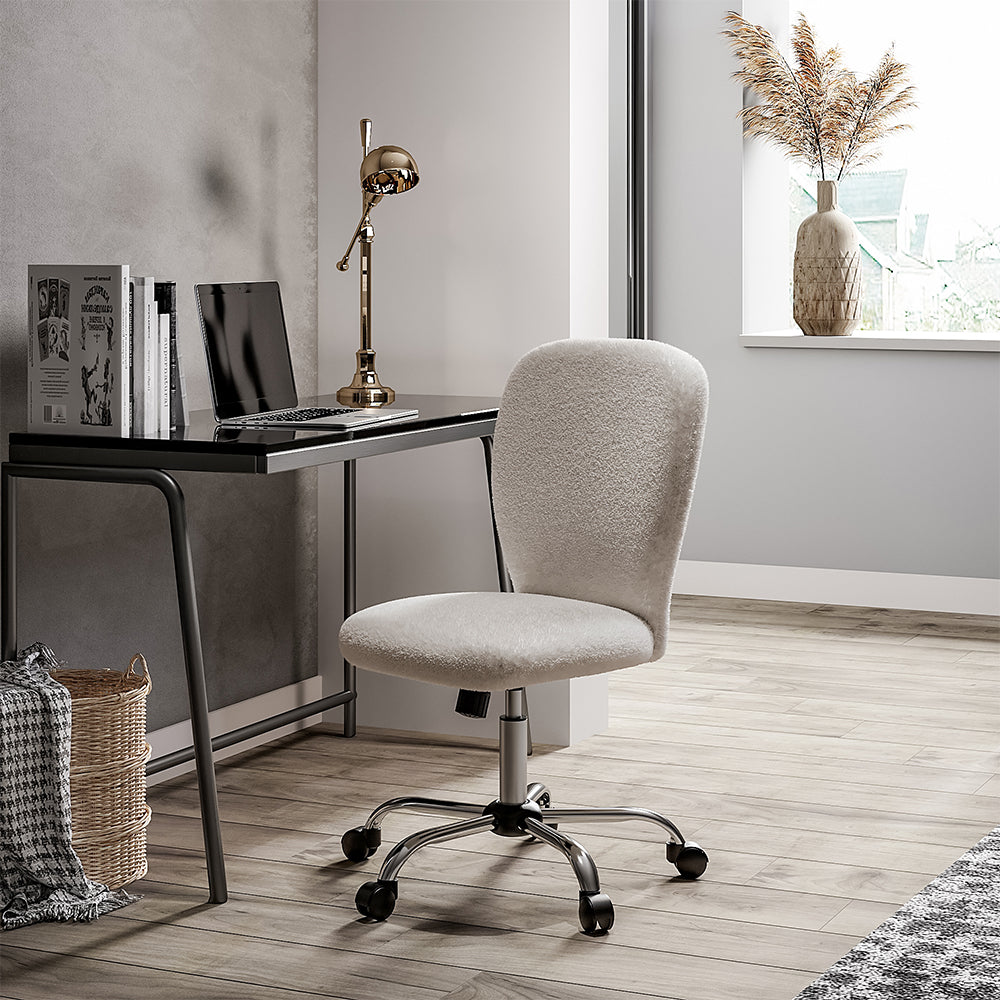 Super Comfy Plush Office Chair With Wheels No Arms