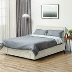 Double Bed Frame With Storage And Adjustable Velvet Headboard | Cream