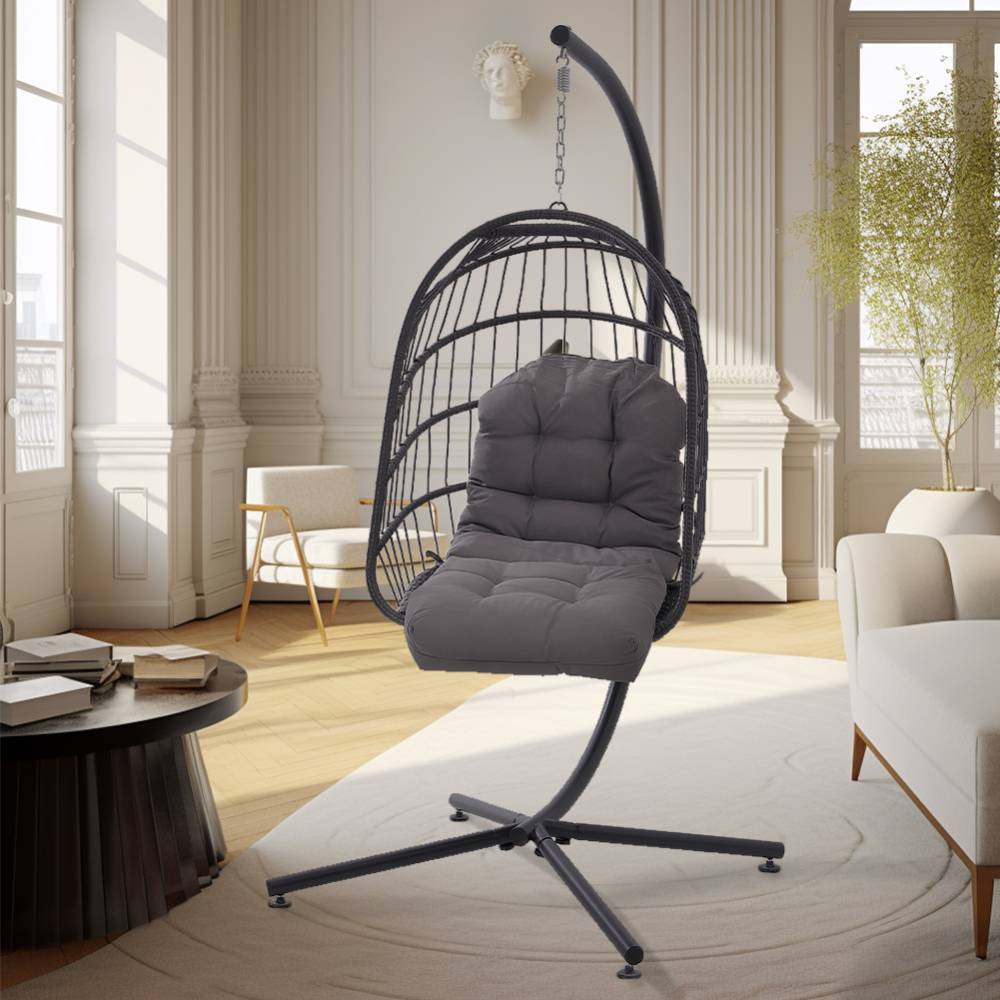 Outdoor Waterproof Tufted Swing Seat Cushion | Dark Gray