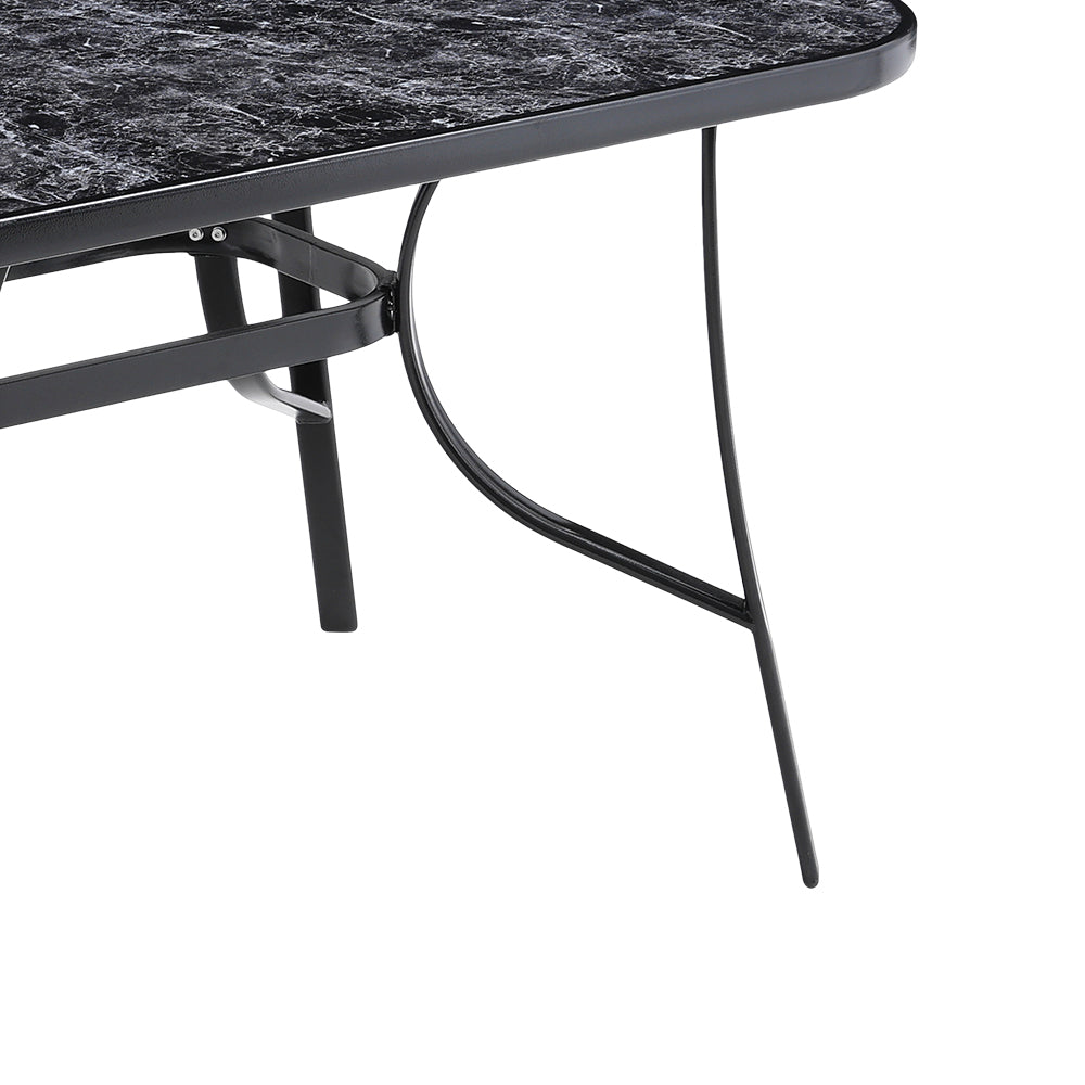 Rectangular Garden Tempered Glass Black Marble Coffee Table - 150w X 90d X 72h Cm