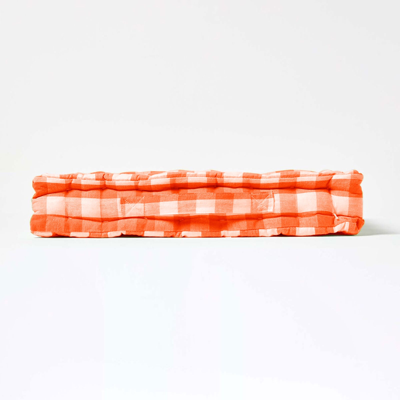 Block Check Cotton Gingham Floor Cushion | 40cm x 40cm | Orange