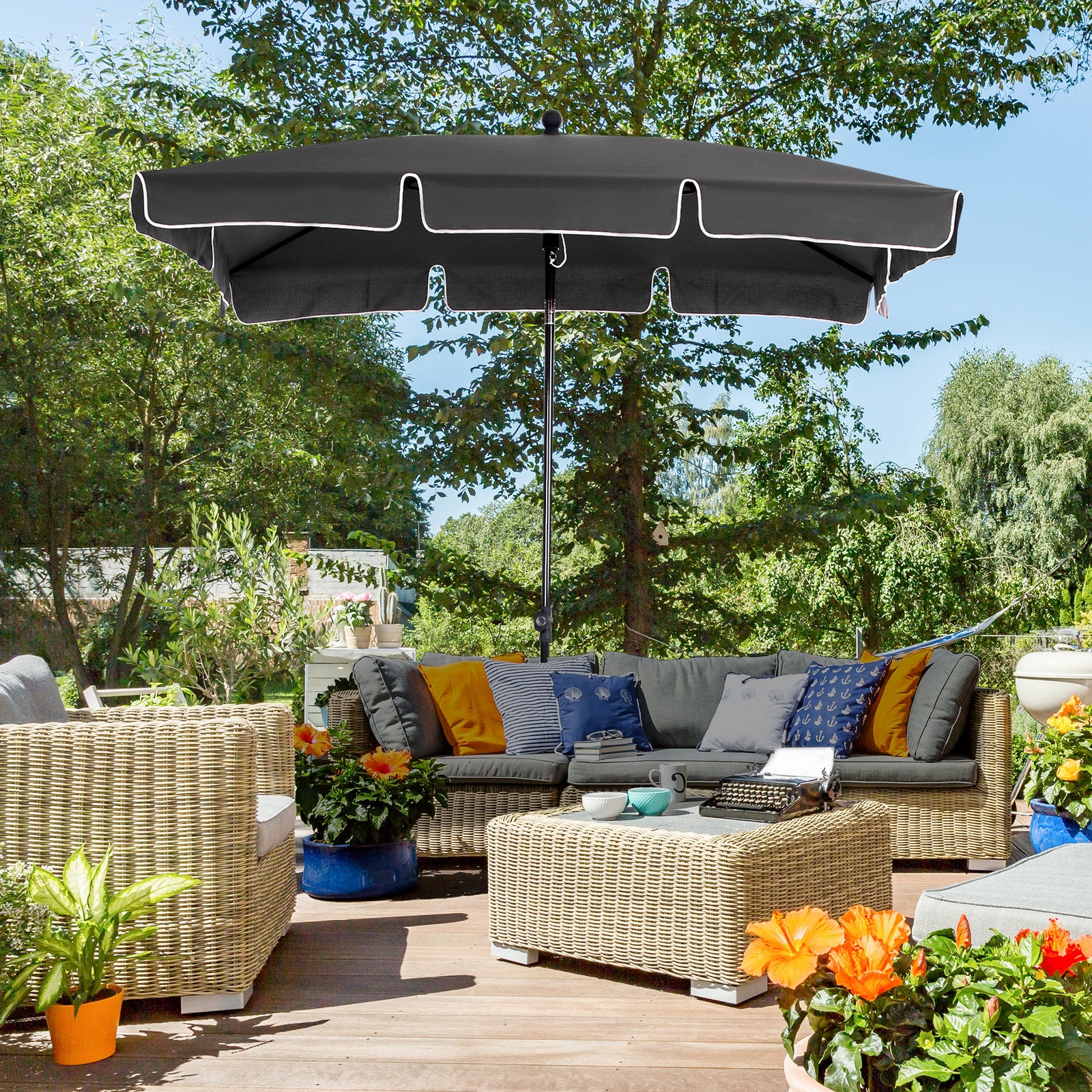 Aluminium Sun Umbrella 2x1.3m Parasol | Gray