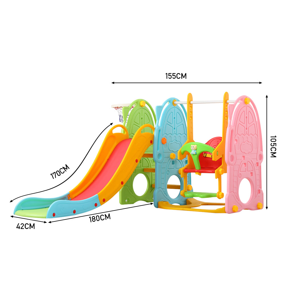 Colorful Toddler Slide And Swing Playset With Music And Safety Belt Indoor Playground For Kids Ages 1–4