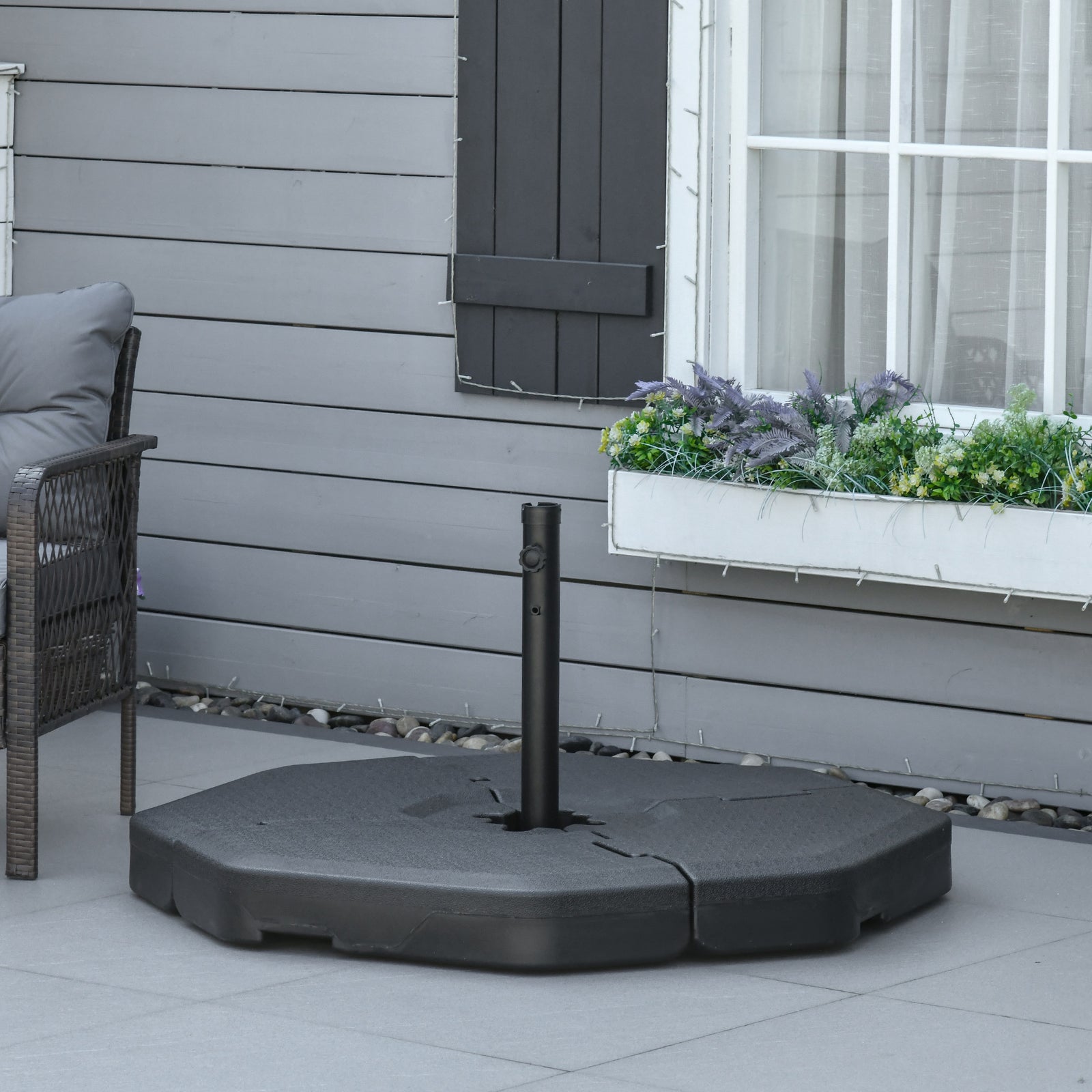 Detachable Patio Umbrella Base, Up To 140kg, Black
